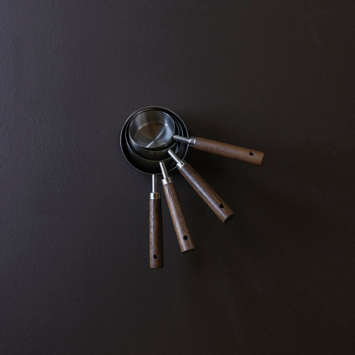 Black Walnut and Stainless Steel Measuring Cups and Spoons