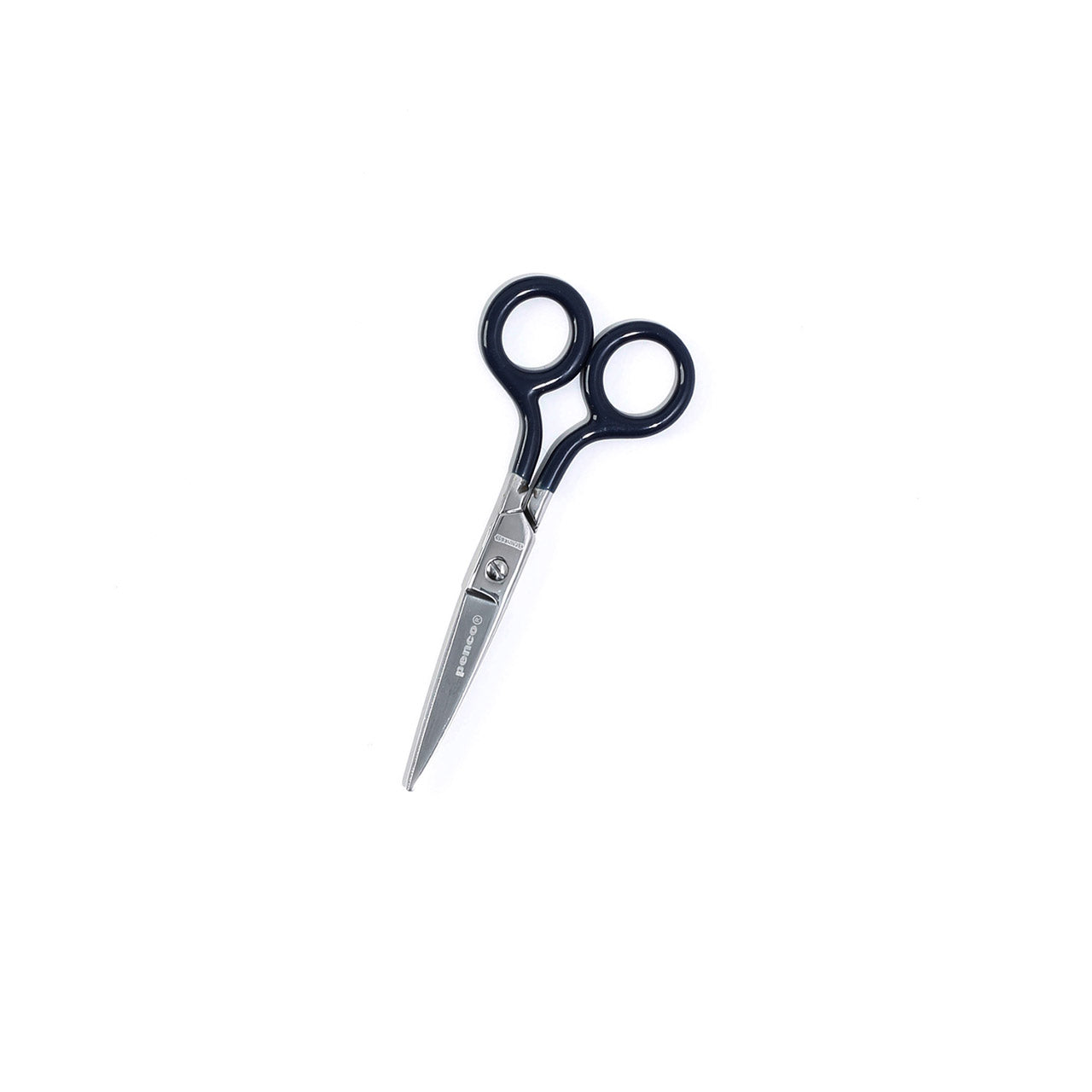 Black-handled scissors on a white background