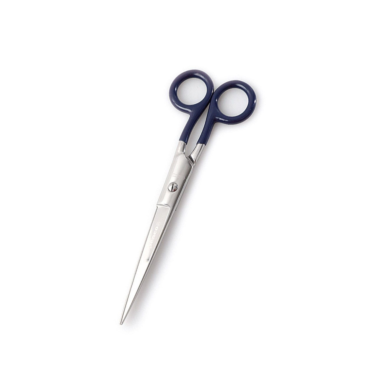 Pair of scissors with blue handles on a white background