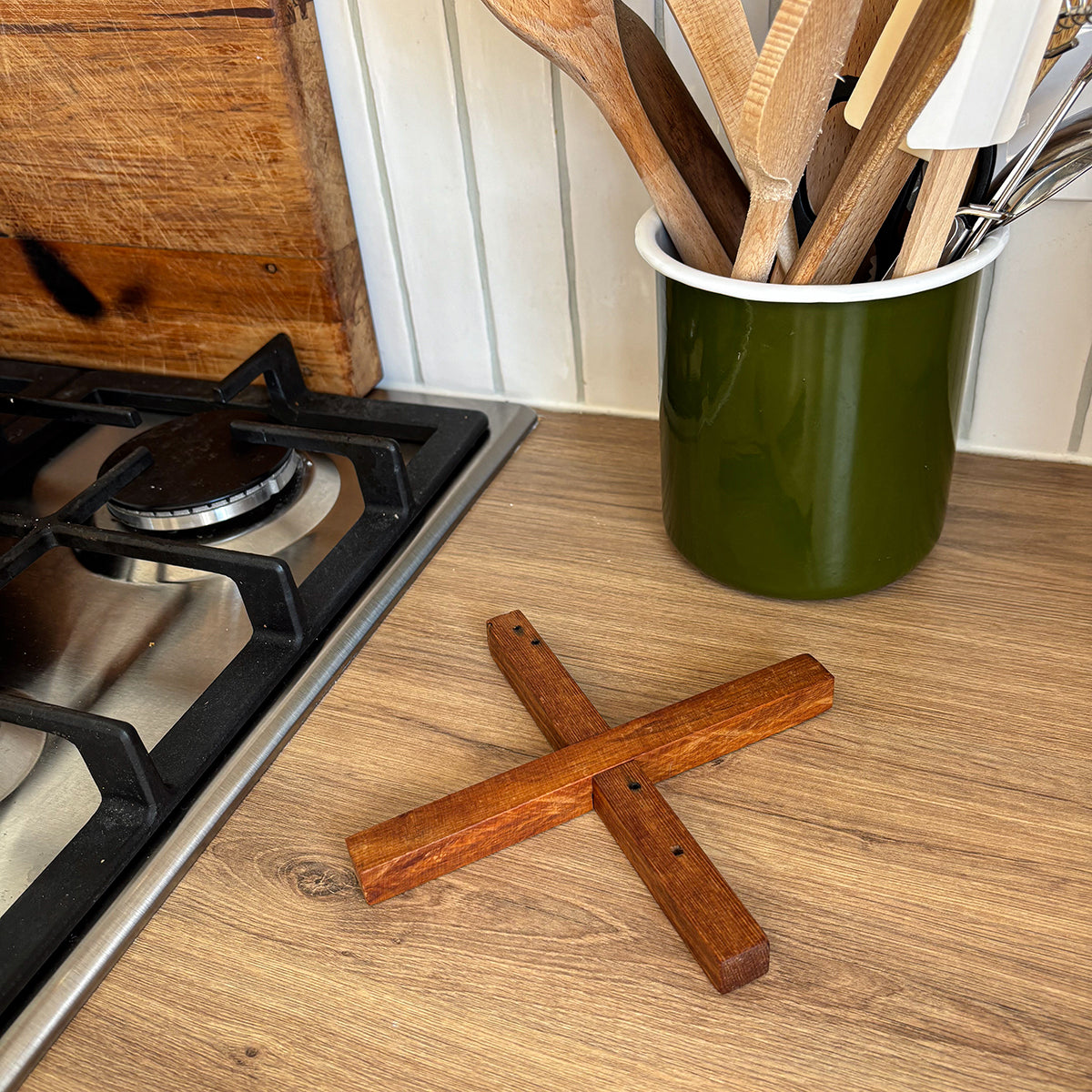 Wooden trivet made in New Zealand from rimu