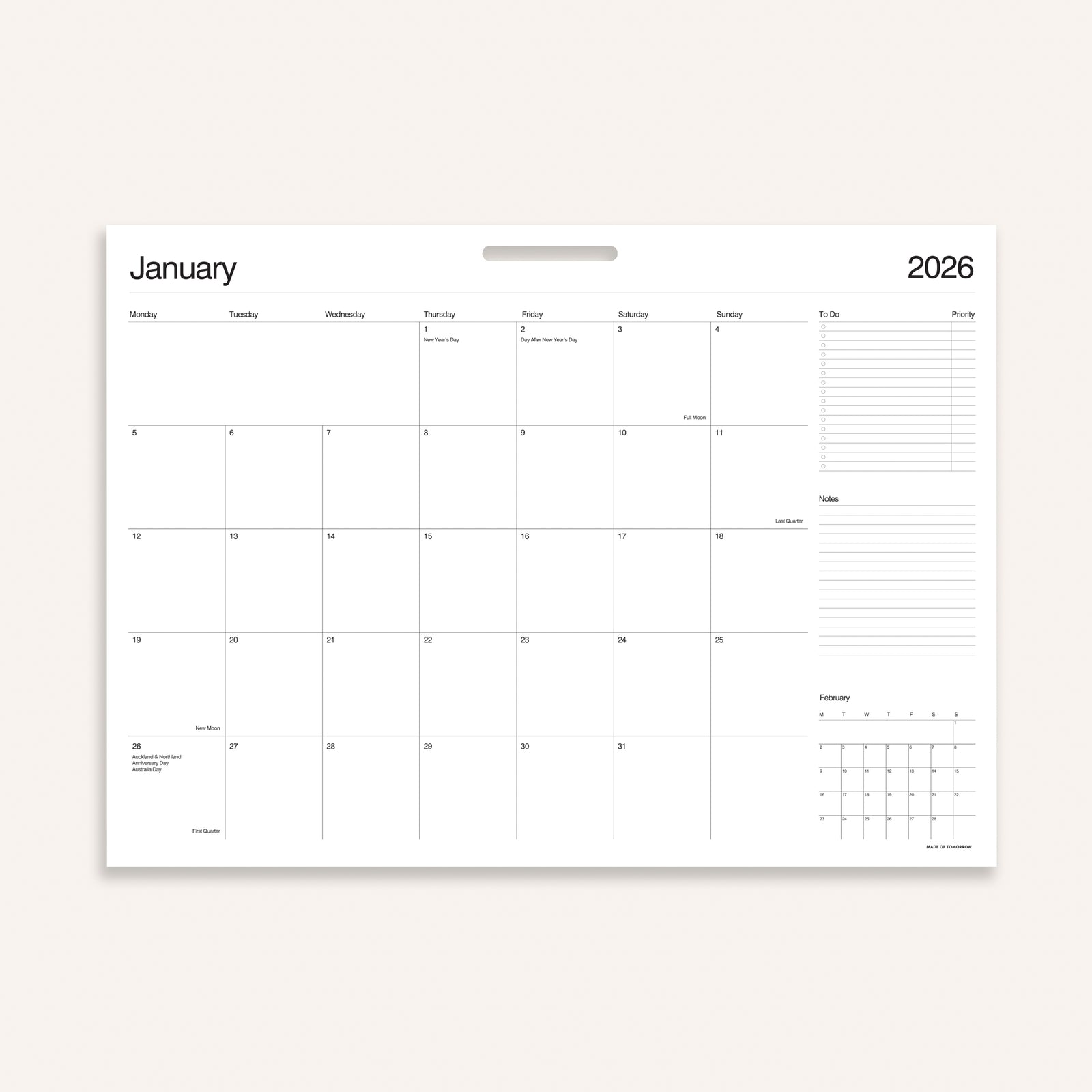 MADE OF TOMORROW | 2026 MONTHLY WALL PLANNER