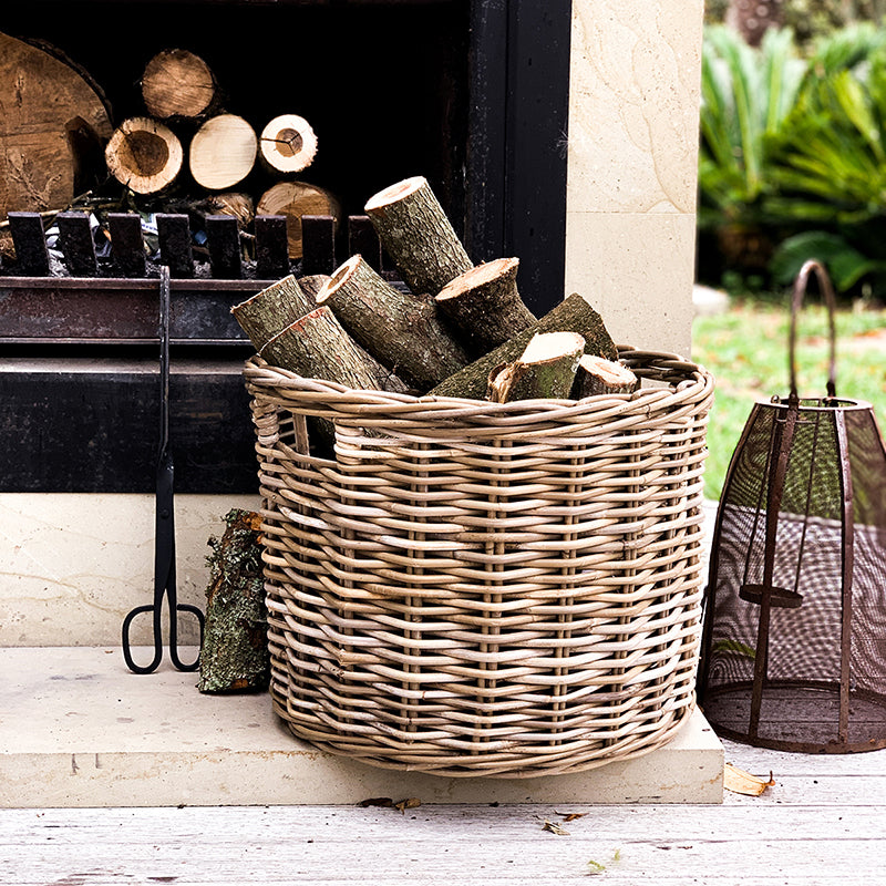Large Round Rattan log Basket