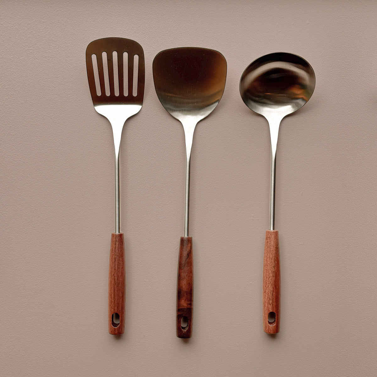 Black Walnut and Stainless Steel Ladle and Spatulas