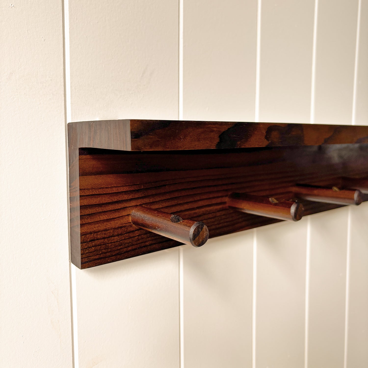 WOODEN PEG RACK | DARK BROWN