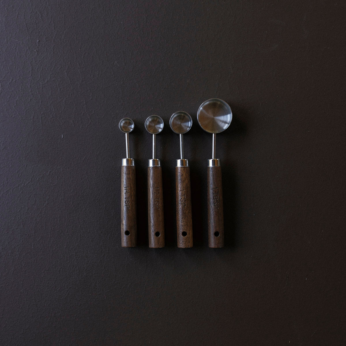 Black Walnut and Stainless Steel Measuring Cups and Spoons