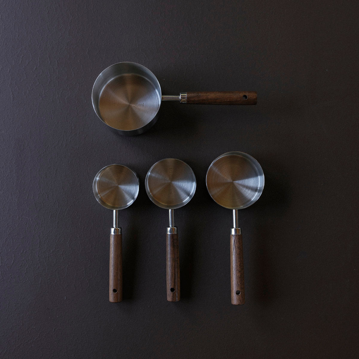 Black Walnut and Stainless Steel Measuring Cups and Spoons