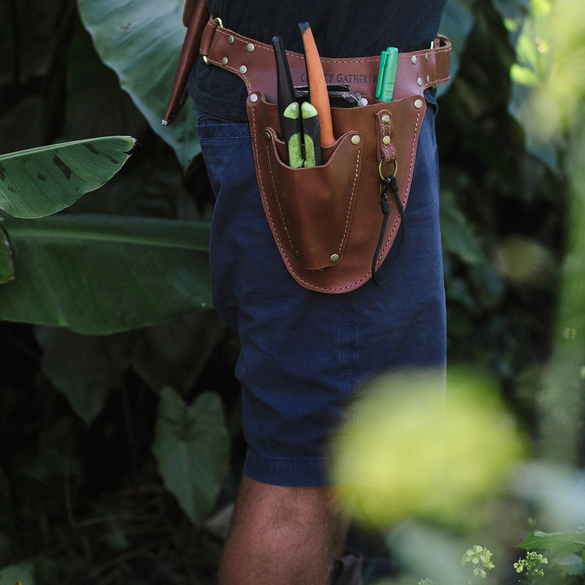 Brown leather tool belt made in New Zealand.