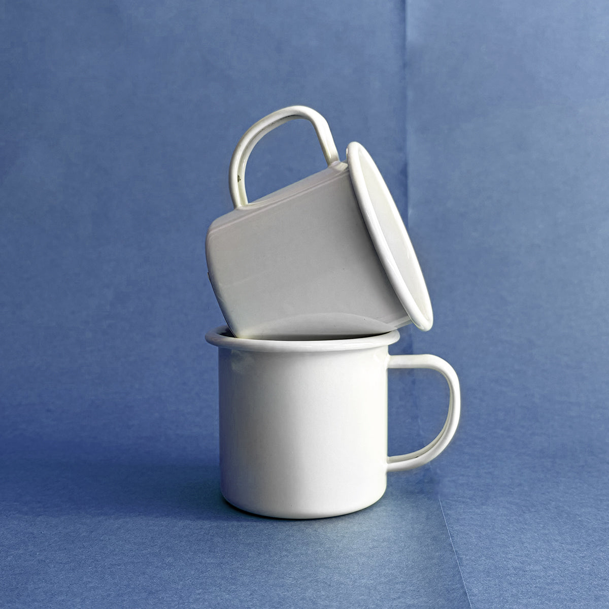 enamel camping or kids cups in white