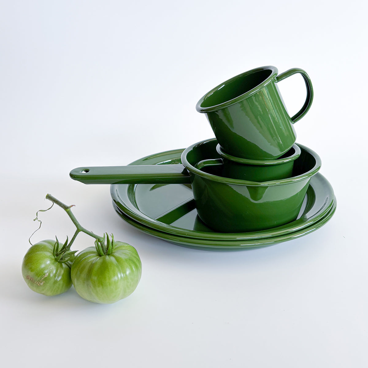 HUNTER GREEN ENAMEL SET