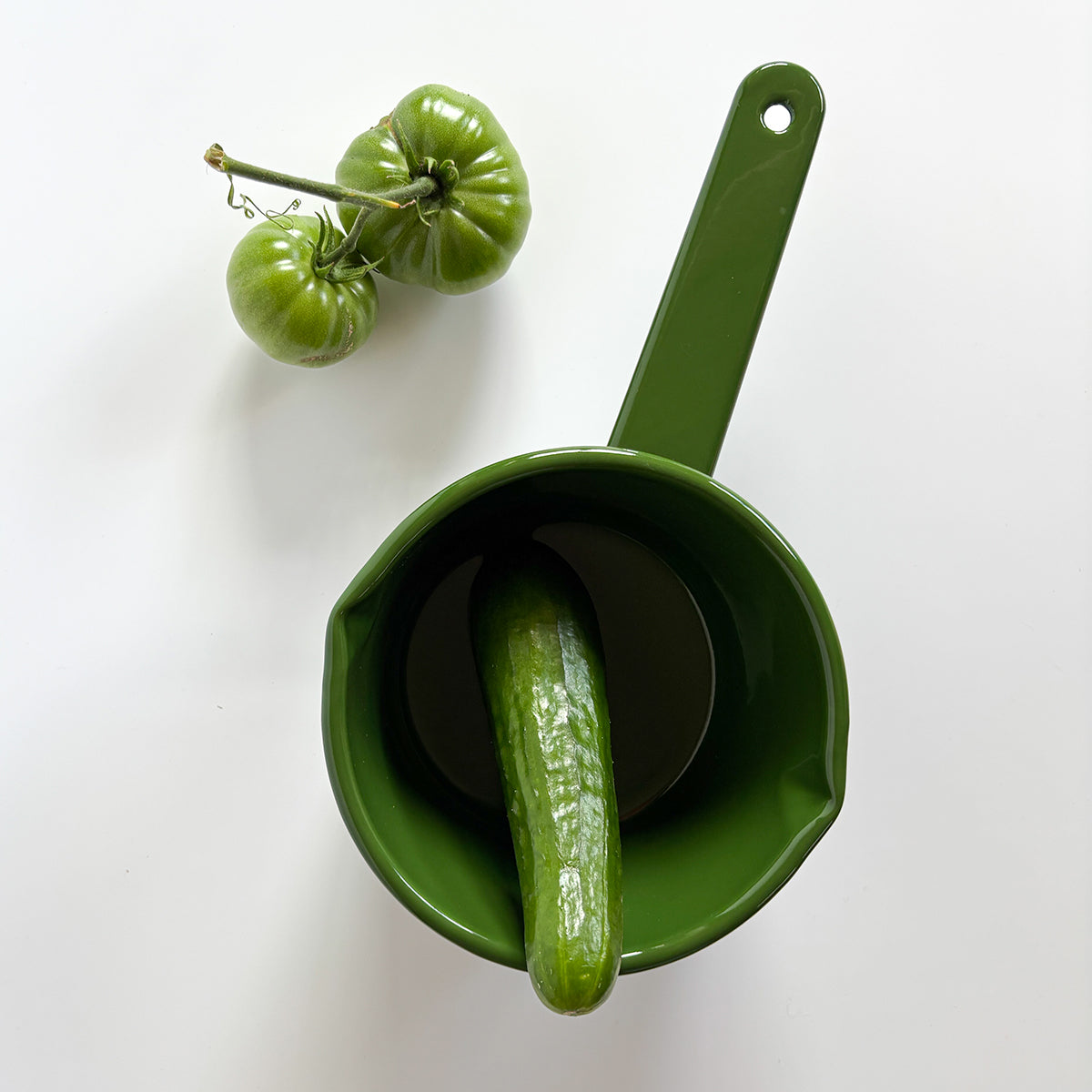 HUNTER GREEN ENAMEL MILK PAN