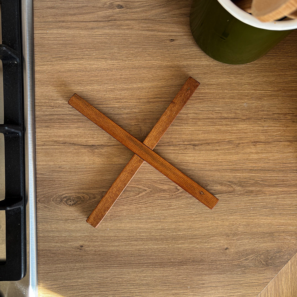 Wooden trivet made in Aotearoa from rimu