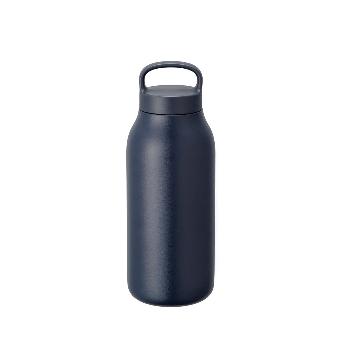 Navy water bottle with a handle on a white background