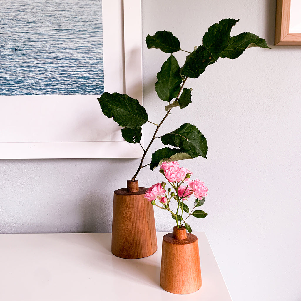 HANDCRAFTED WOODEN BUD VASES