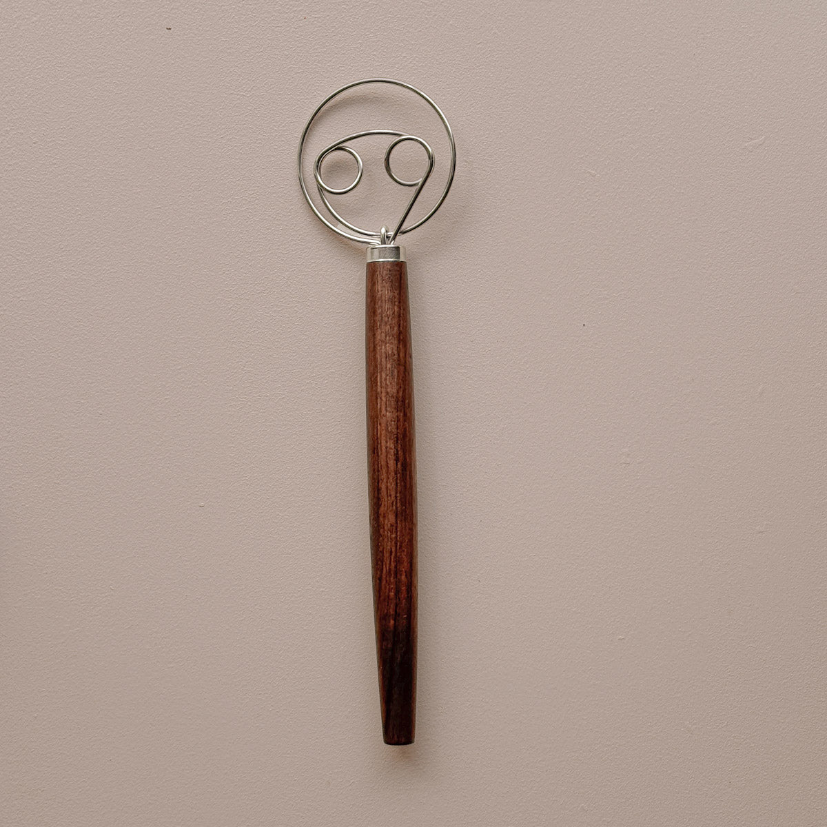 Black Walnut and Stainless Steel Danish Dough Whisk