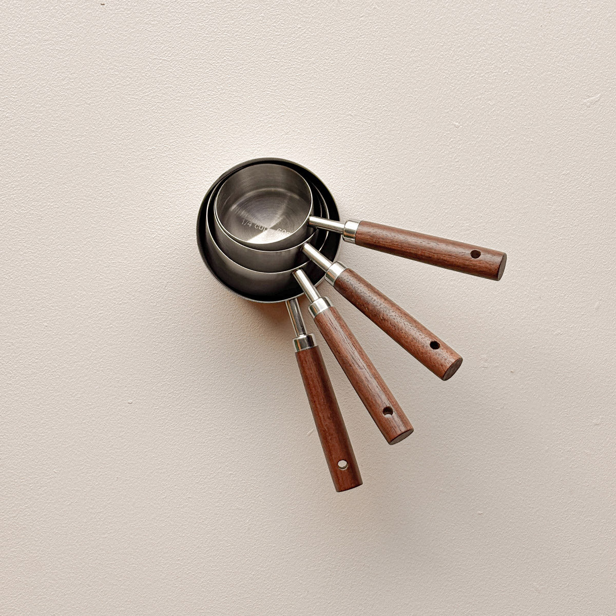 Black Walnut and Stainless Steel Measuring Cups and Spoons