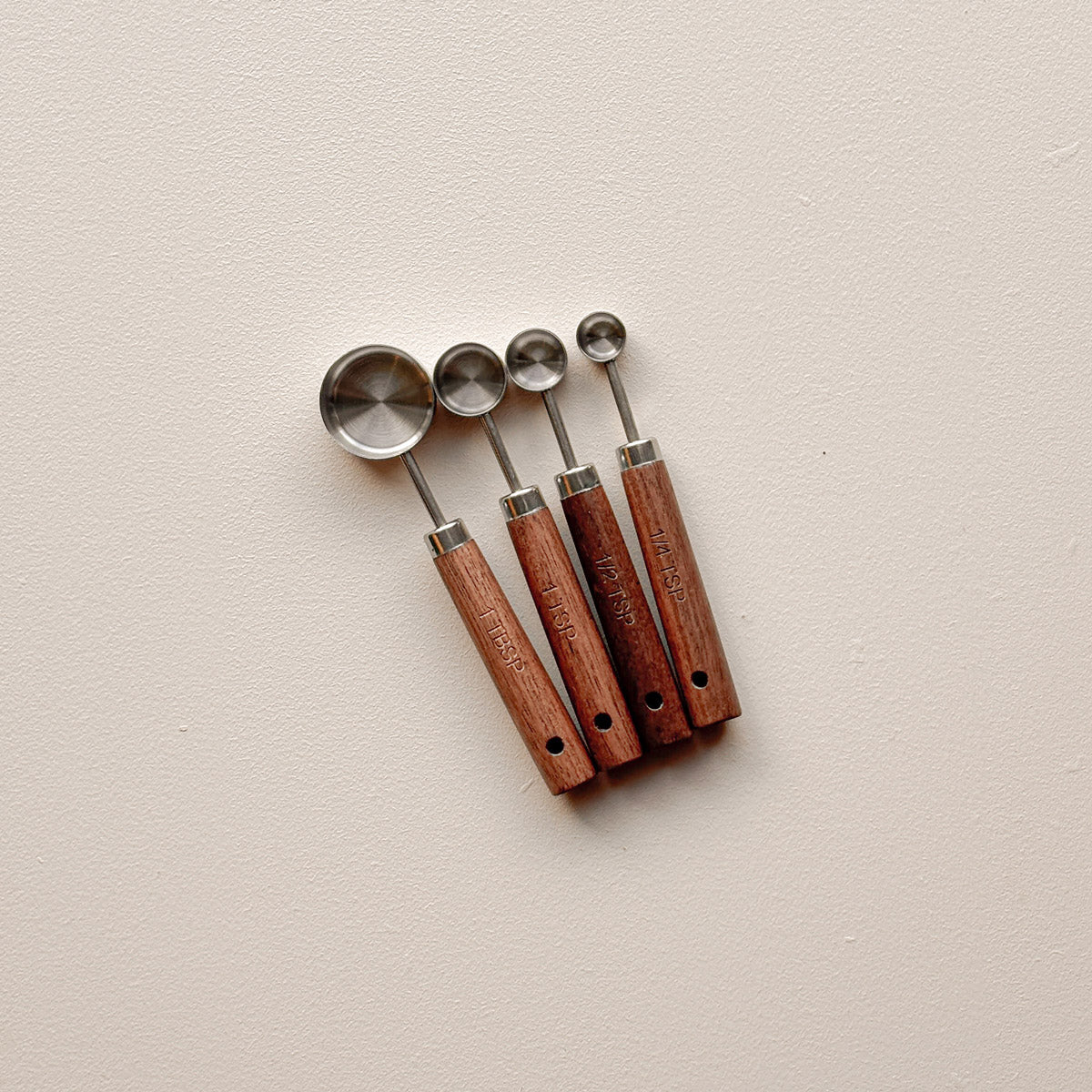 Black Walnut and Stainless Steel Measuring Cups and Spoons