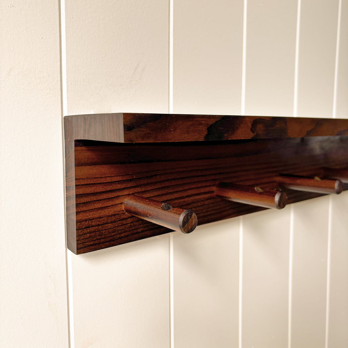 WOODEN PEG RACK | DARK BROWN