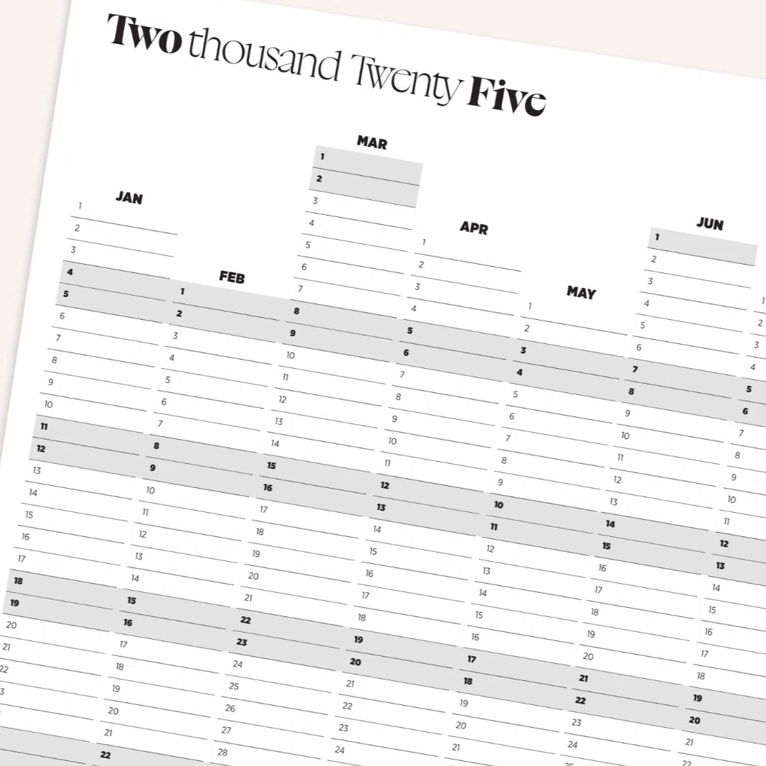 Made of Tomorrow 2025 yearly wall planner