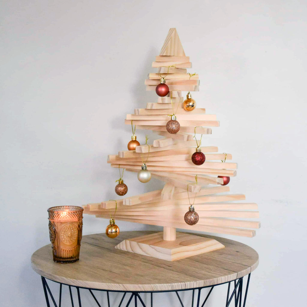 Small wooden table top Christmas tree made in NZ