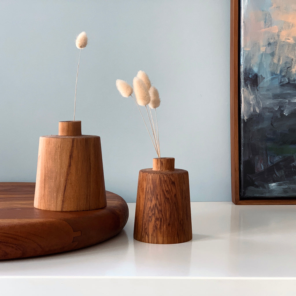 HANDCRAFTED WOODEN BUD VASES
